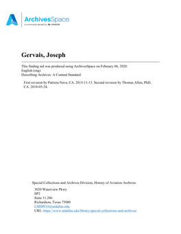 Guide to the Joseph Gervais Papers, 2Nd