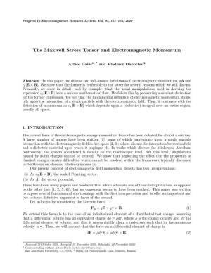 The Maxwell Stress Tensor and Electromagnetic Momentum