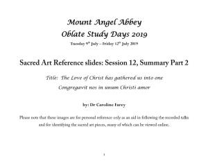 Mount Angel Abbey Oblate Study Days 2019