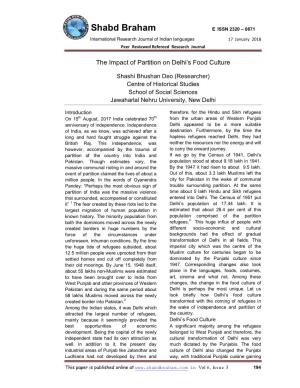 The Impact of Partition on Delhis Food Culture