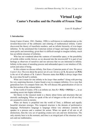 Cantor’S Paradise and the Parable of Frozen Time
