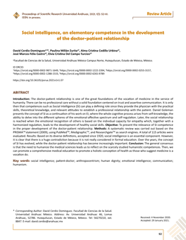 Social Intelligence, an Elementary Competence in the Development of the Doctor-Patient Relationship