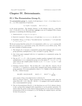 Chapter IV. Determinants