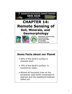 Remote Sensing of Soil, Minerals and Geomorphology