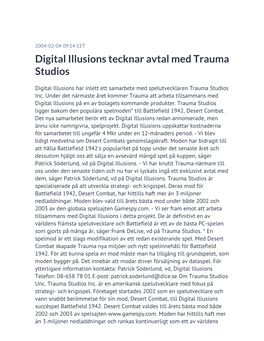 Digital Illusions Tecknar Avtal Med Trauma Studios