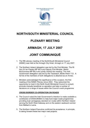 North/South Ministerial Council Plenary Meeting