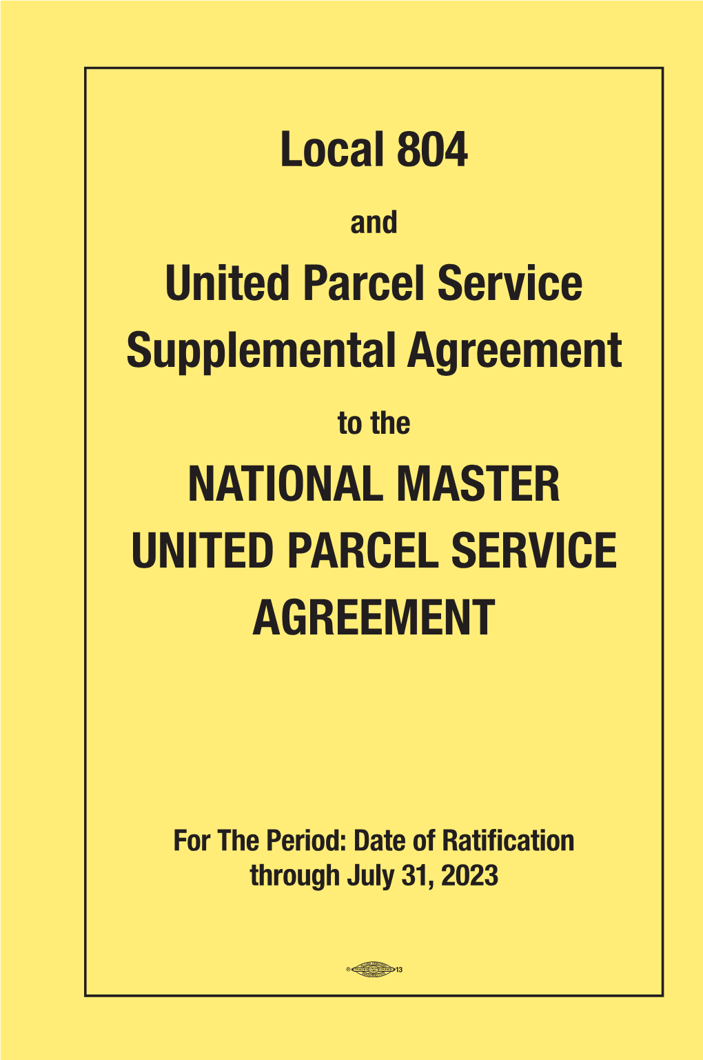 Local 804 Supplemental Agreement