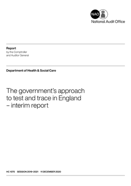 The Government's Approach to Test and Trace in England – Interim Report