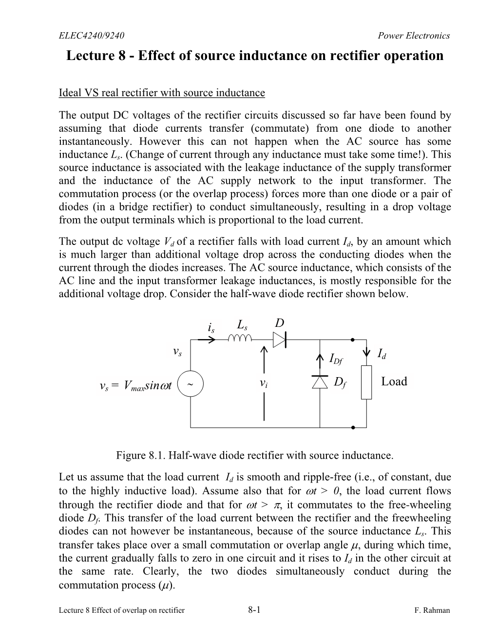 Lecture 8 - Effect of Source Inductance on Rectifier Operation