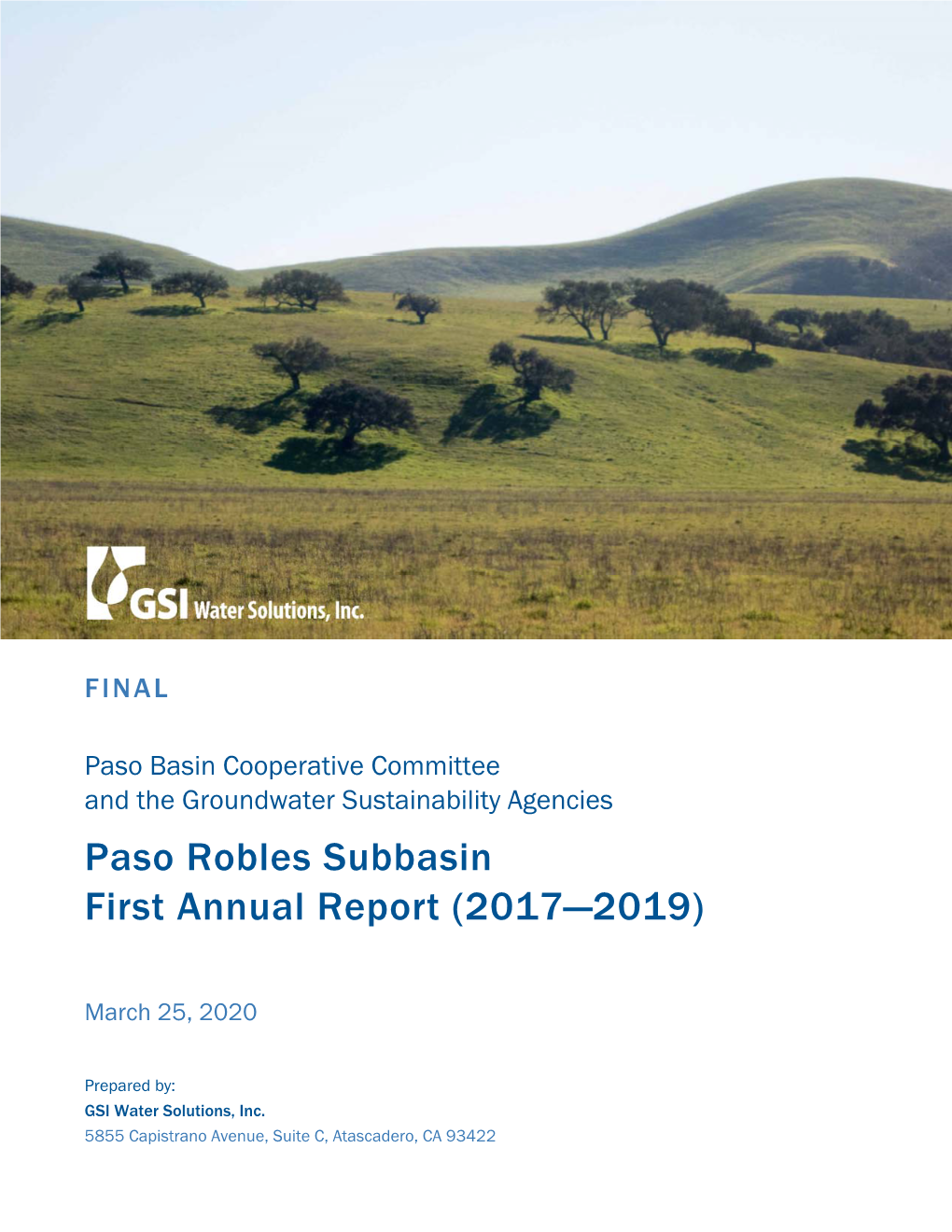 Paso Robles Subbasin First Annual Report (2017—2019)