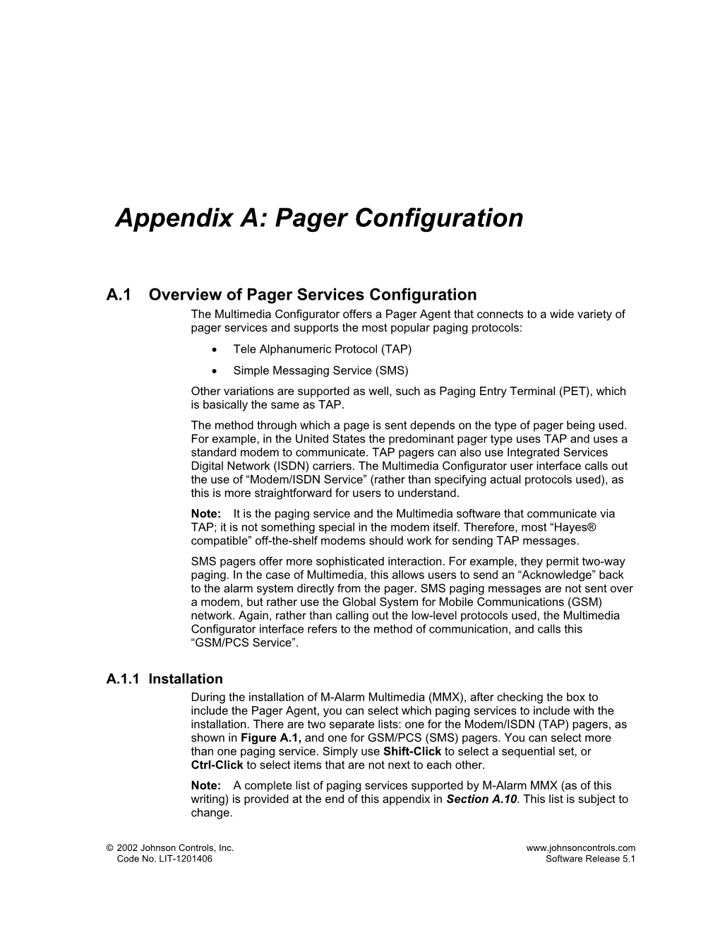 Pager Configuration