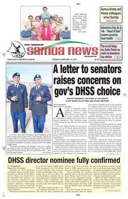 DHSS Director Nominee Fully Confirmed by Fili Sagapolutele Jr., to Senate President Gaoteote Tofau Early Last Week