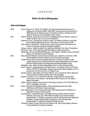 Walter De Maria Bibliography