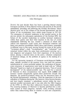 THEORY and PRACTICE in GRAMSCI's MARXISM John Merrington