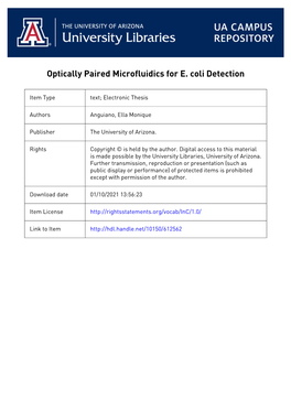 Optically Paired Microfluidics for E. Coli Detection by Ella Monique Anguiano