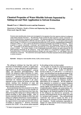 Chemical Properties of Water-Miscible Solvents Separated by Salting-Out and Their Application to Solvent Extraction