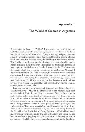 Appendix 1 the World of Cinema in Argentina