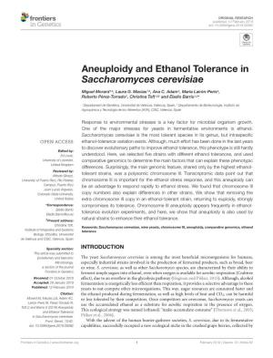 Aneuploidy and Ethanol Tolerance in Saccharomyces Cerevisiae