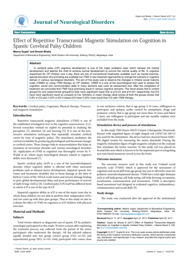 Effect of Repetitive Transcranial Magnetic Stimulation on Cognition