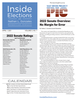 CALENDAR 2022 Senate Overview: No Margin for Error