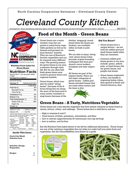 Green Beans 2016 Fact Sheet