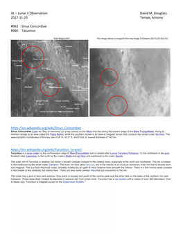 AL – Lunar II Observation David M. Douglass 2017-11-23 Tempe, Arizona