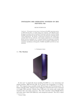 Installing Bsd Operating Systems on Ibm Netvista S40