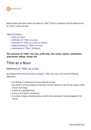Synonyms and Related Words. What Is Another Word for TITHE?