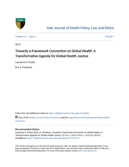 Towards a Framework Convention on Global Health: a Transformative Agenda for Global Health Justice