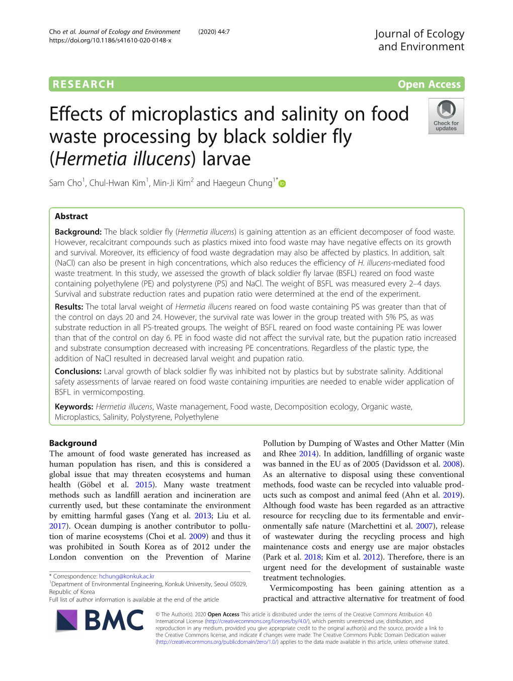 Effects of Microplastics and Salinity on Food Waste Processing by Black