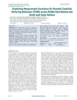 Examining Measurement Invariance for Parental Creativity Nurturing Behaviour (PCNB) Across Middle-East Nations and South-East As