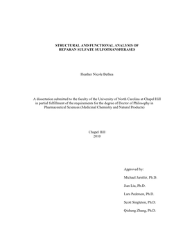 Structural and Functional Analysis of Heparan Sulfate Sulfotransferases