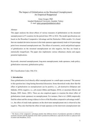 The Impact of Globalization on the Structural Unemployment: an Empirical Reappraisal