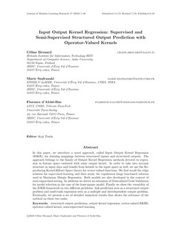 Input Output Kernel Regression: Supervised and Semi-Supervised Structured Output Prediction with Operator-Valued Kernels
