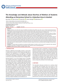The Knowledge and Attitude About Diarrhea of Mothers of Students