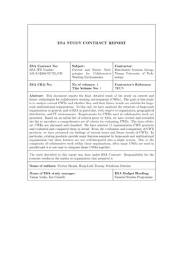 Esa Study Contract Report