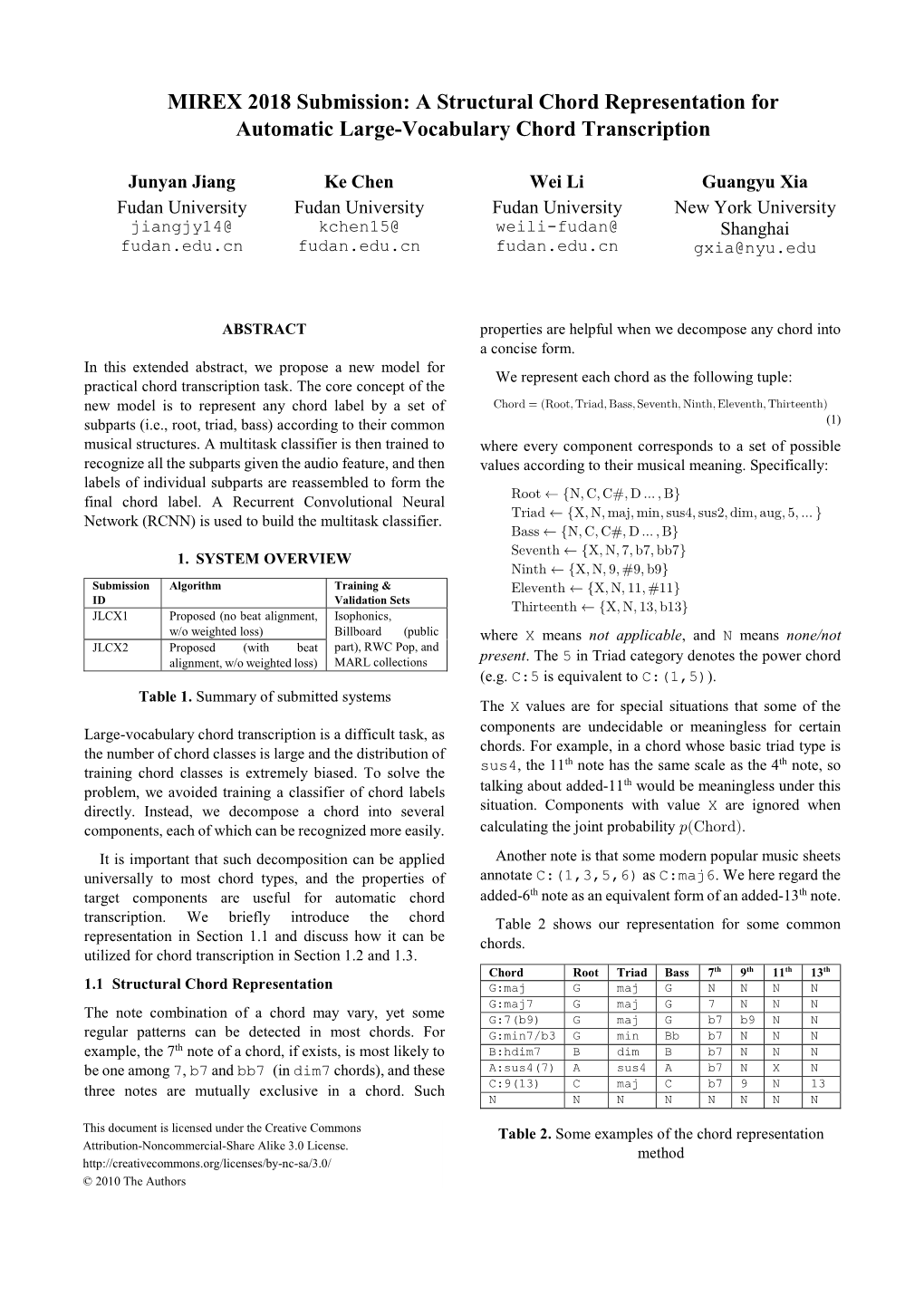 MIREX 2018 Submission: a Structural Chord Representation for Automatic Large-Vocabulary Chord Transcription