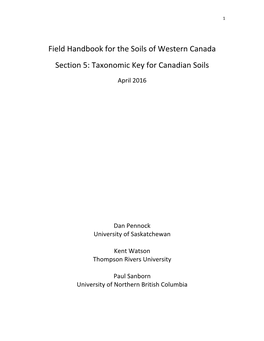 Taxonomic Key for Canadian Soils
