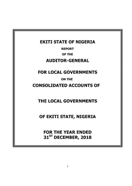 Consolidated Accounts of the Local Governments of Ekiti State, Nigeria