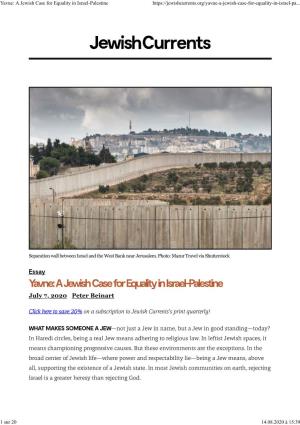 Yavne: a Jewish Case for Equality in Israel-Palestine