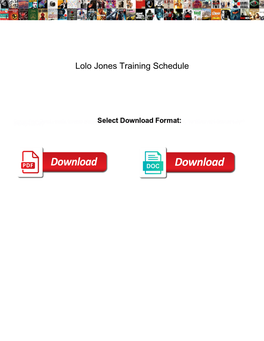 Lolo Jones Training Schedule
