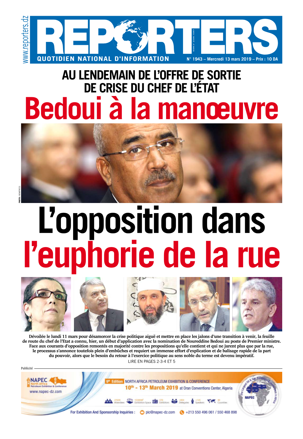 Crainte 'Opep AU LENDEMAIN DE L'offre DE SORTIE DE CRISE DU CHEF DE L'état