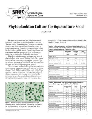 Phytoplankton Culture for Aquaculture Feed