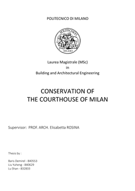 Conservation of the Courthouse of Milan
