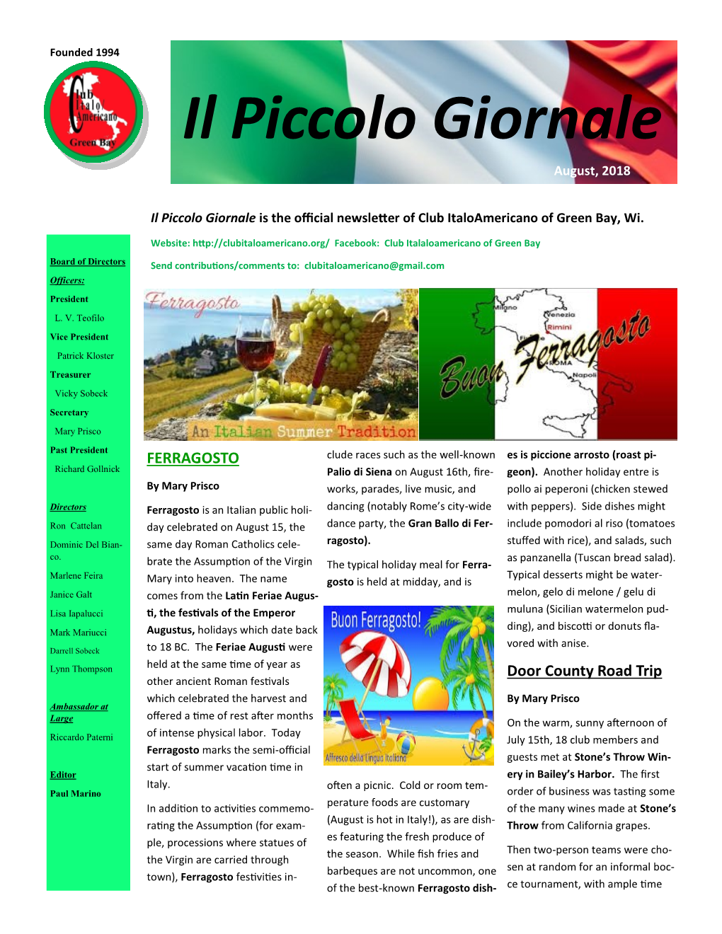 Il Piccolo Giornale August, 2018