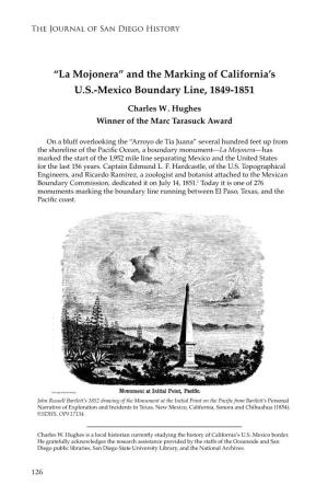 “La Mojonera” and the Marking of California's U.S.-Mexico Boundary