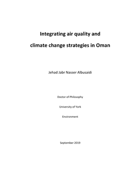 Integrating Air Quality and Climate Change Strategies in Oman