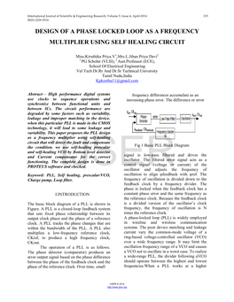 Design of a Phase Locked Loop As a Frequency Multiplier Using Self Healing Circuit