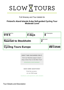 Cycling Tours Europe #B1/2548