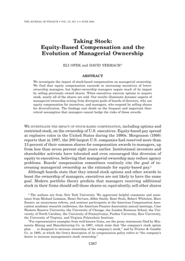 Equity-Based Compensation and the Evolution of Managerial Ownership